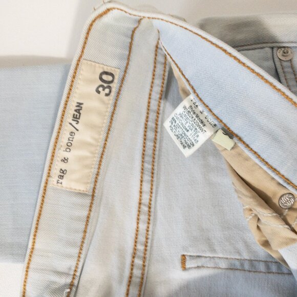 Rag & Bone Light Blue White Bleached Skinny Fit Denim Jeans SZ 30 Distressed Mid - Picture 12 of 12